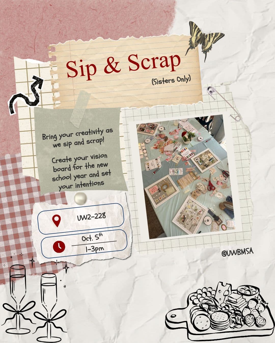 Sisters' Social: Sip & Scrap flyer